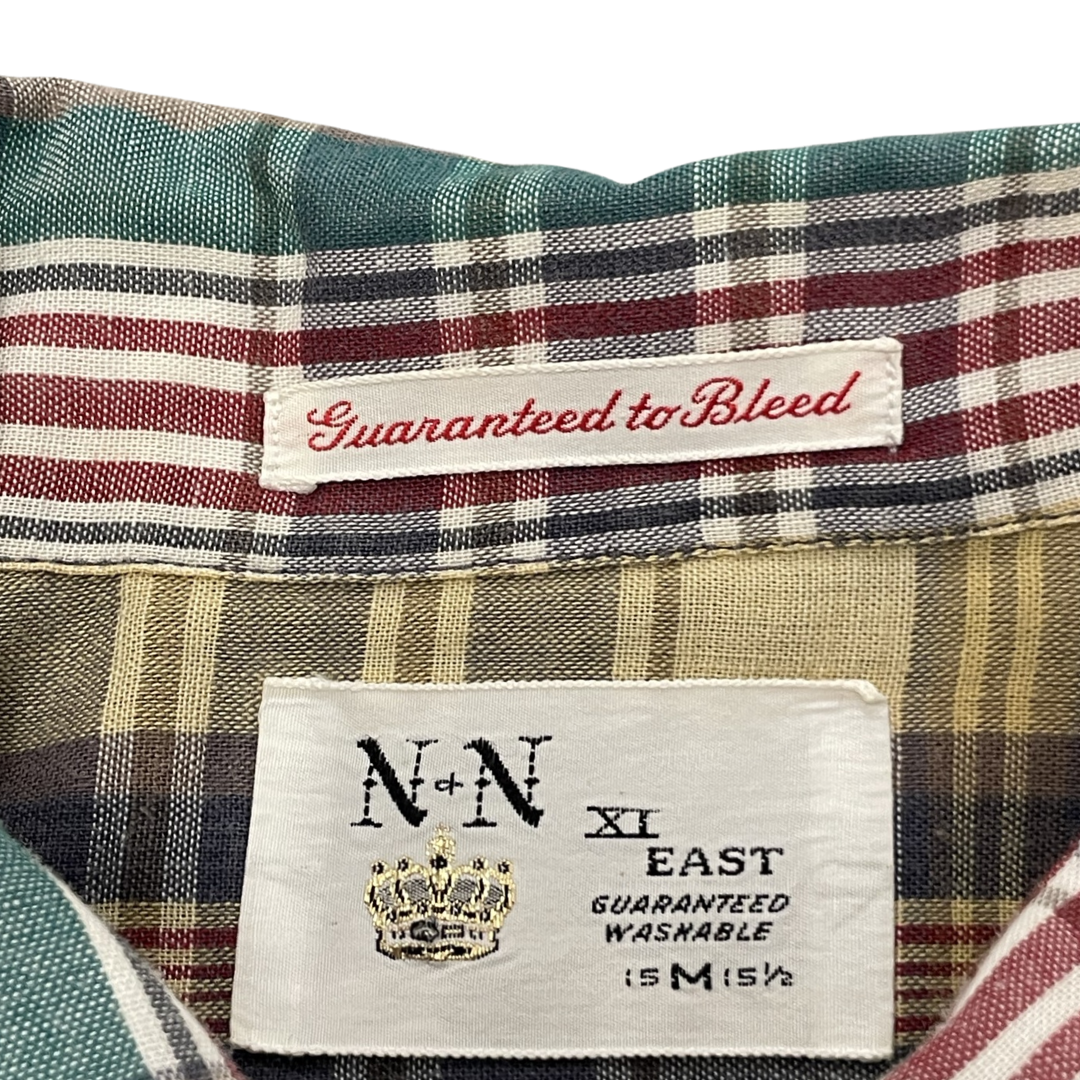 • 1960s Mens Loop Collar Plaid Dress Shirt