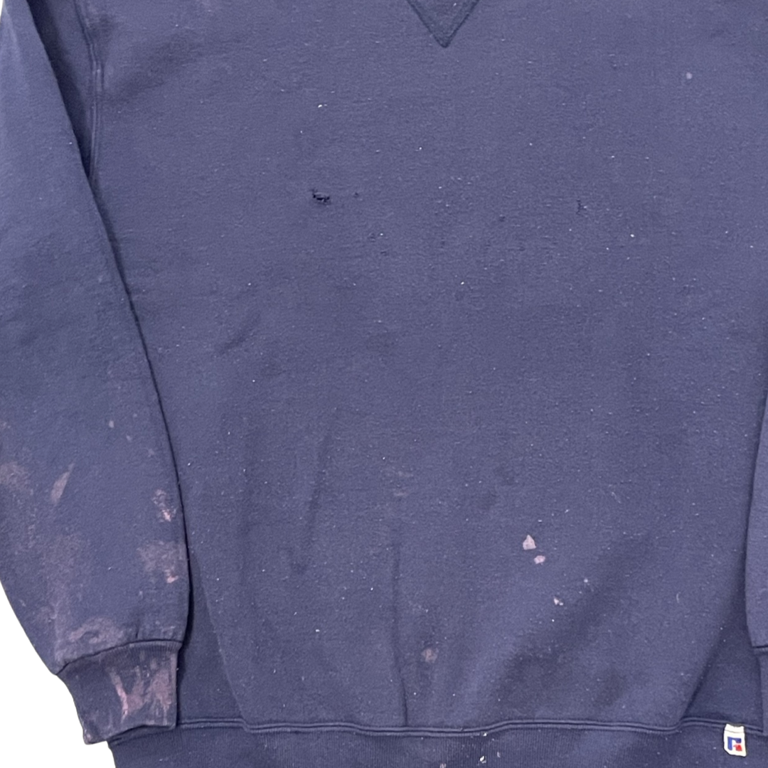 • Vintage Trashed Navy Blue Russell Athletic Crewneck