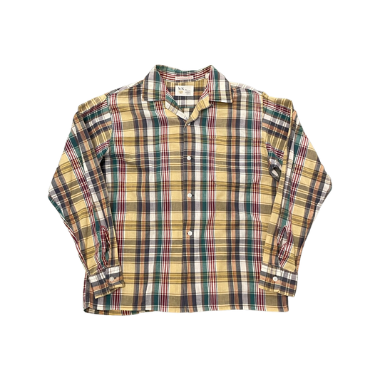 • 1960s Mens Loop Collar Plaid Dress Shirt