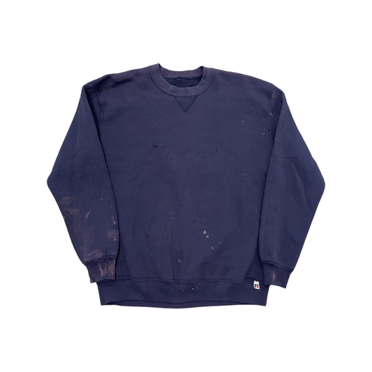 • Vintage Trashed Navy Blue Russell Athletic Crewneck